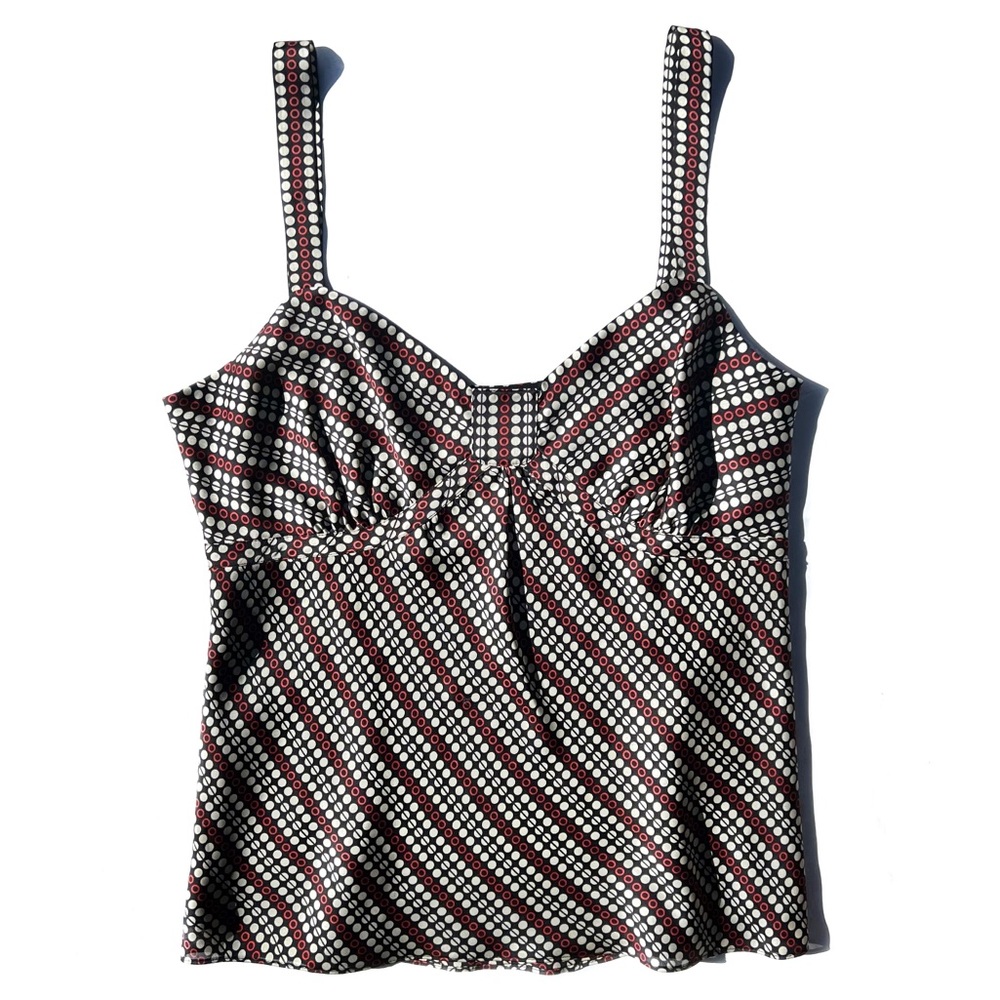 Ann Taylor LOFT Black Multi Geometric Circle Print Sleeveless Blouse